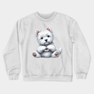 Valentine West Highland White Terrier Dog Giving Heart Hand Sign Crewneck Sweatshirt